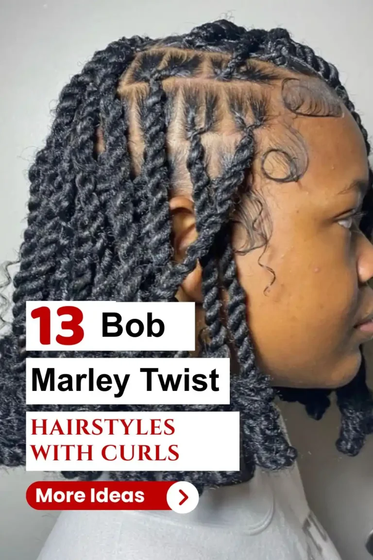 Side profile of a woman wearing a bob-length Marley twist hairstyle with neat parting, defined curls at the ends, and styled baby hairs for a clean finish.